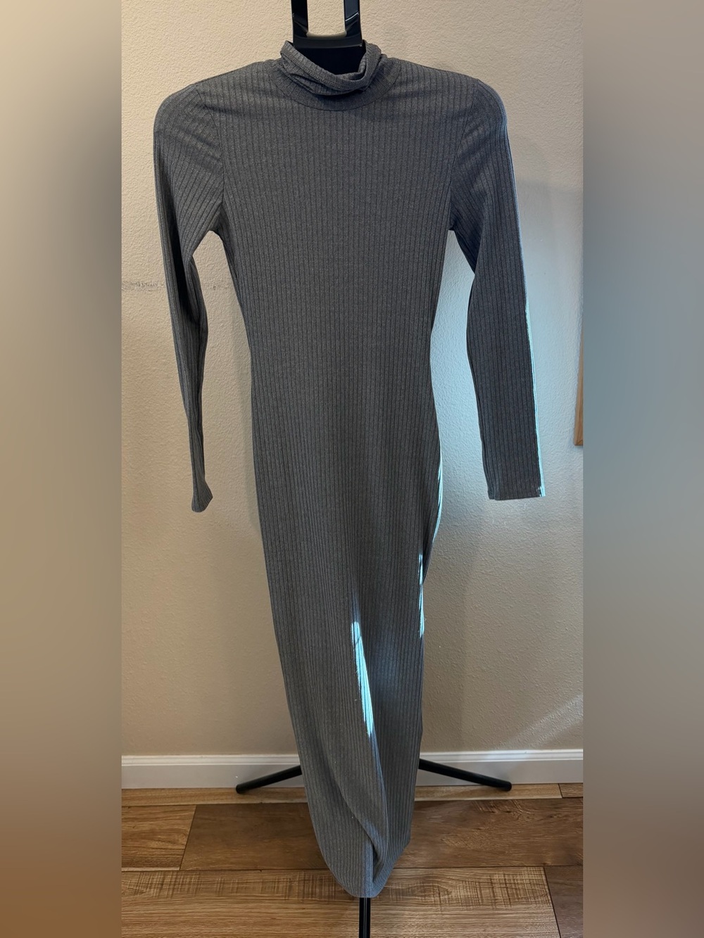 Heart & Hips Ribbed Long Sleeve Bodycon Dress | 90s Grunge Streetwear Fall | S